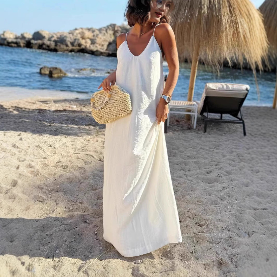 Summer Fashion Casual Loose Backless Holiday Dress