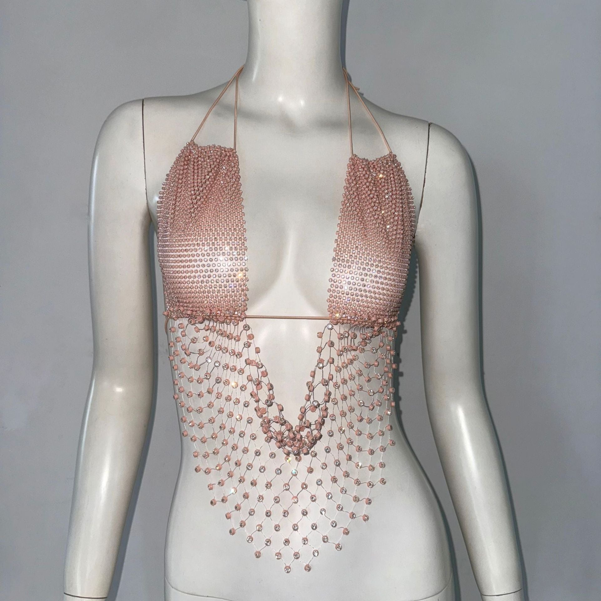 Women's Cutout Sling Sexy Fishnet Rhinestone Top