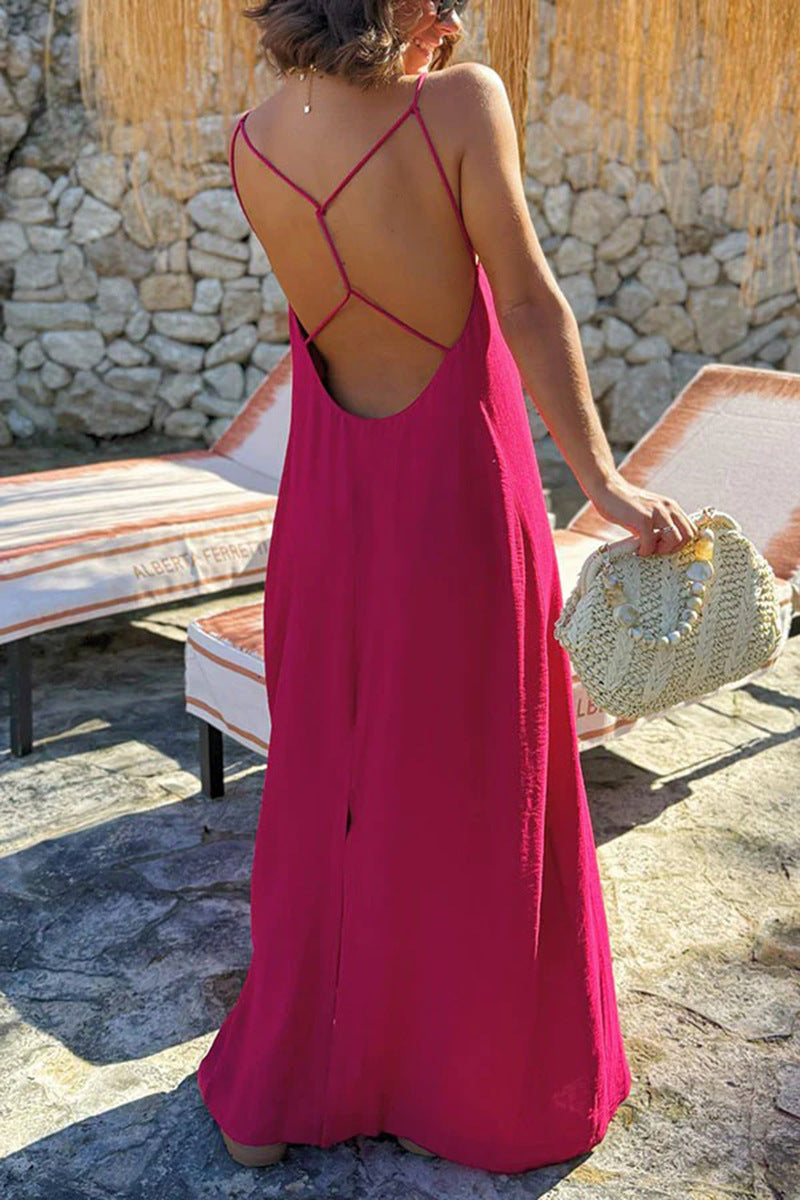 Summer Fashion Casual Loose Backless Holiday Dress