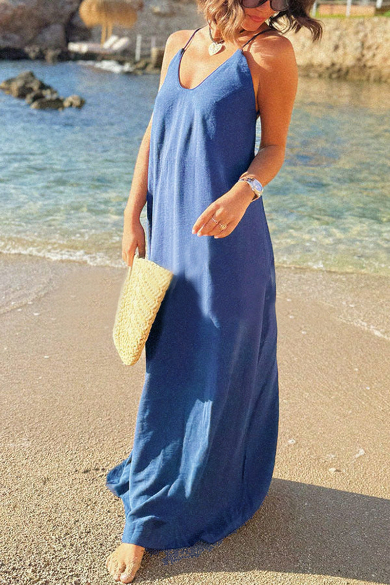 Summer Fashion Casual Loose Backless Holiday Dress
