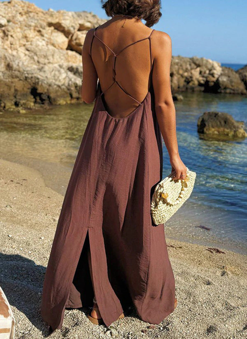 Summer Fashion Casual Loose Backless Holiday Dress