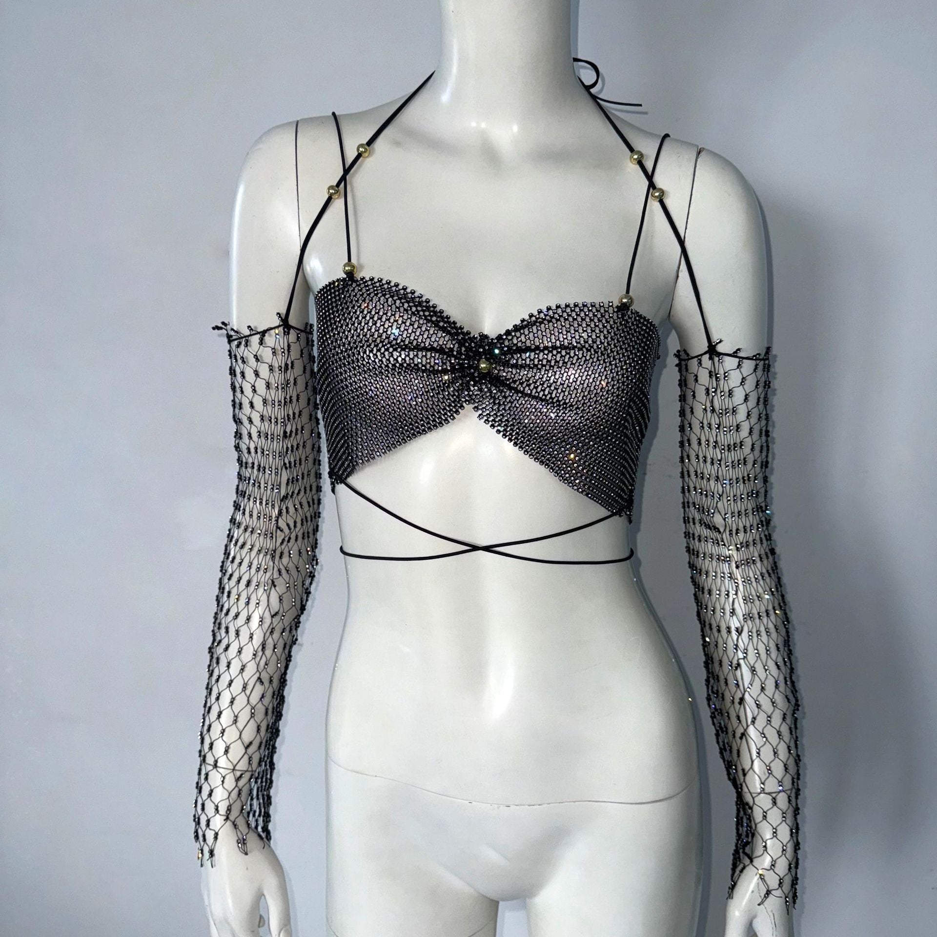 Women's Tops With Narrow Straps Oversleeves Two-piece Set