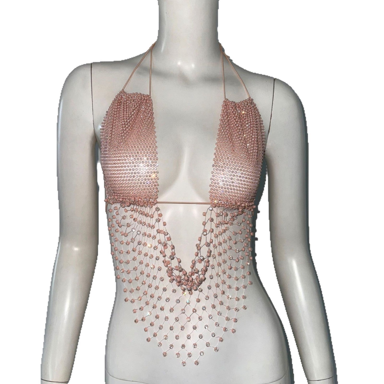 Women's Cutout Sling Sexy Fishnet Rhinestone Top