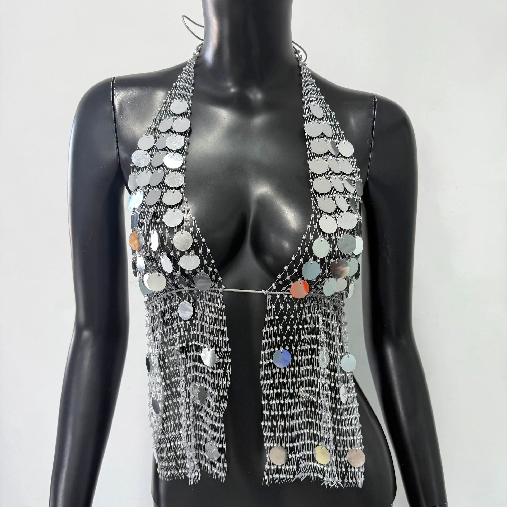 Fashion Fishnet Rhinestone Sequins Sling Women