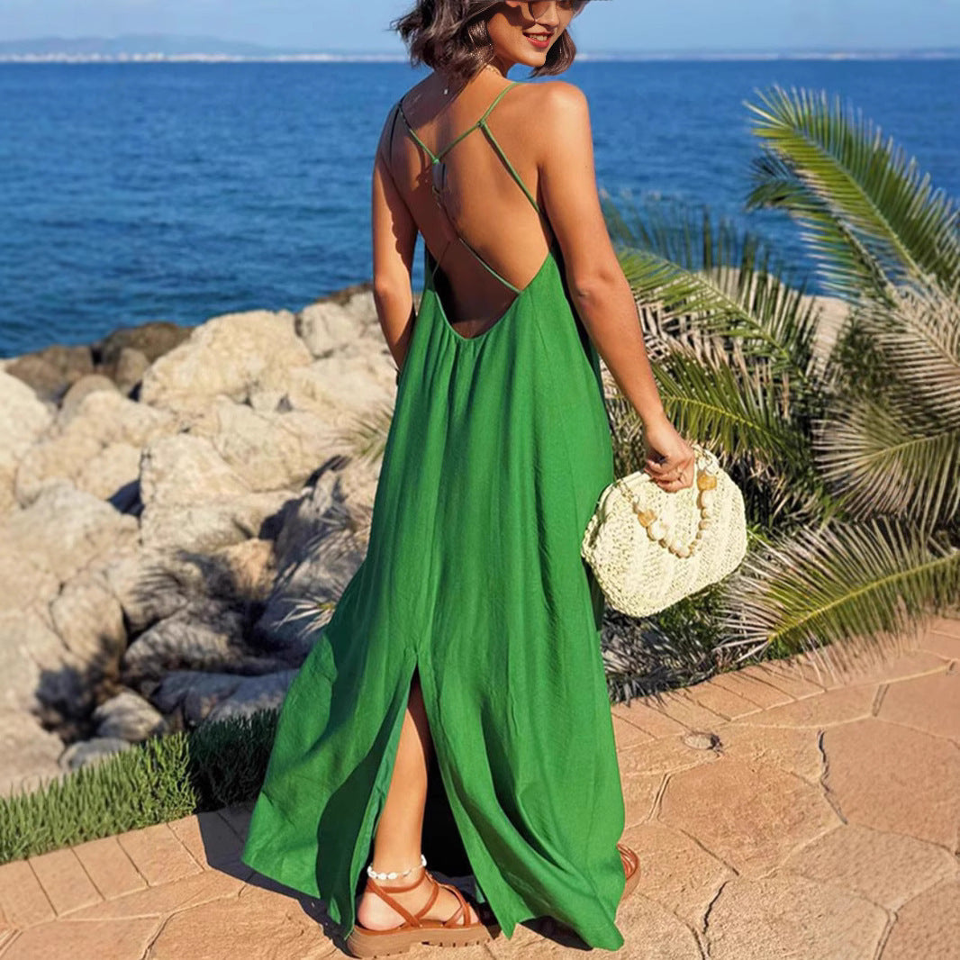 Summer Fashion Casual Loose Backless Holiday Dress
